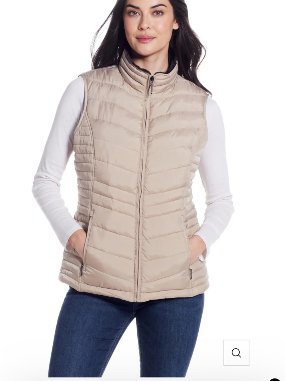 Weatherproof Women's Quilted Puffer Vest - Beige - Picture 5 of 7